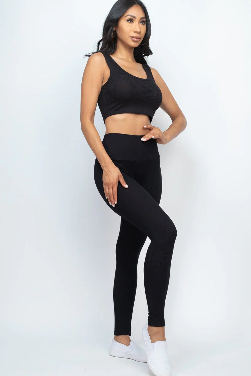 Ribbed Crop Top & Leggings Set (CAPELLA)