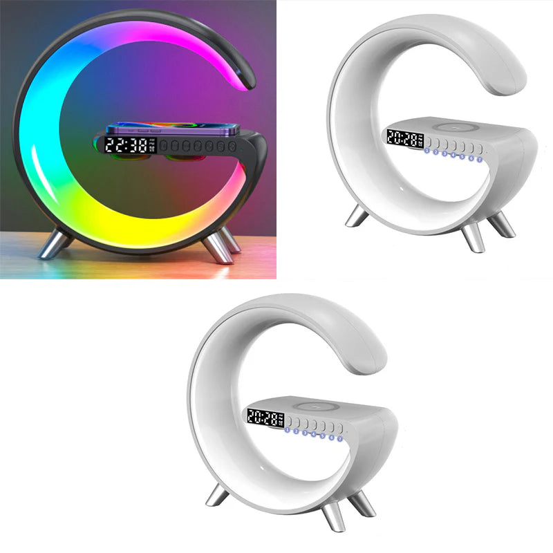 New Intelligent G Shaped LED Lamp Bluetooth Speake Wireless Charger Atmosphere Lamp App Control for Bedroom Home Decor