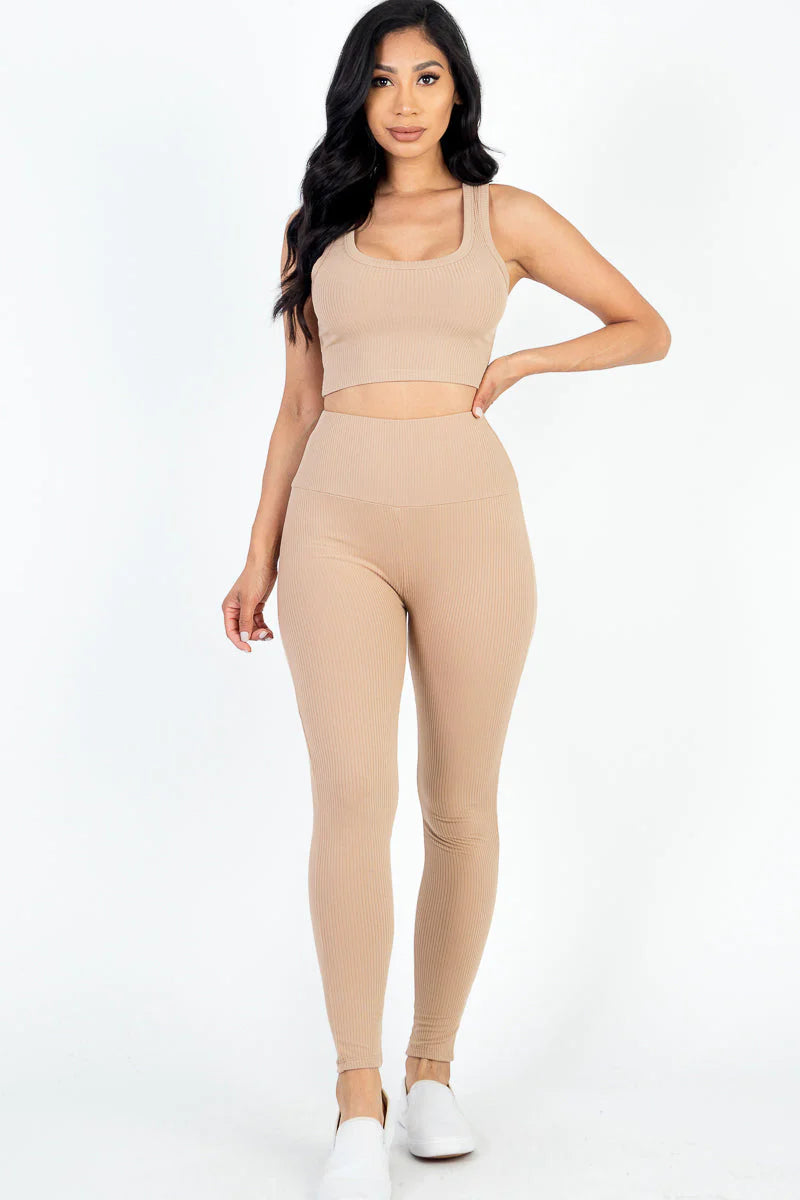 Ribbed Crop Top & Leggings Set (CAPELLA)