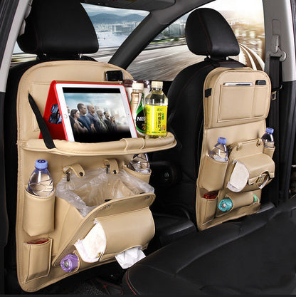 Car Seat Back Organizer: Waterproof PU Leather Storage Bag