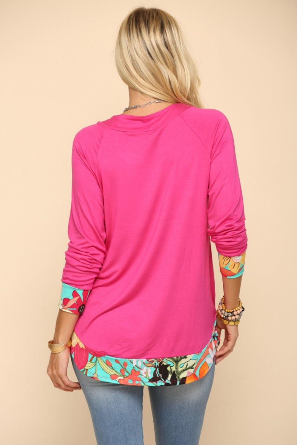 Celeste Full Size Tropical Print Long Sleeve T-Shirt