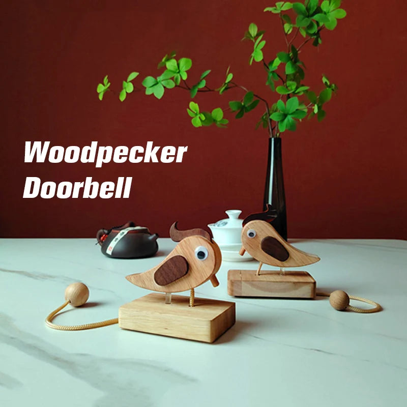 Wooden Woodpecker Doorbell Entrance Wireless Door Bell Creative Woodpecker Shaped Doorbell Door Bell Decor Home Decoration