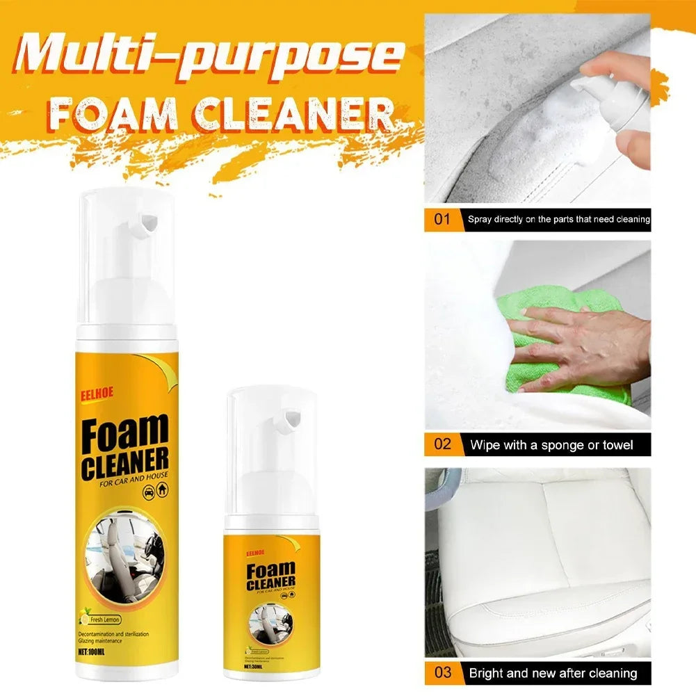 Car Interior Multi-Purpose Foam Cleaner Cleaning Agent Automoive with Sponge Leather Cleaner Spray Cleaners 30Ml/60Ml/100Ml