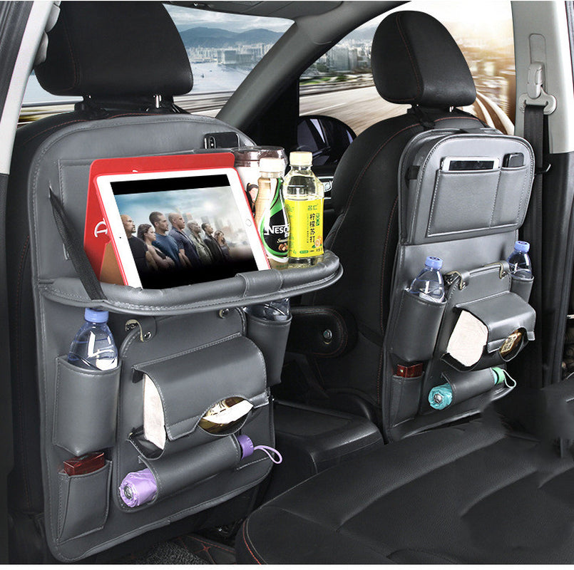 Car Seat Back Organizer: Waterproof PU Leather Storage Bag