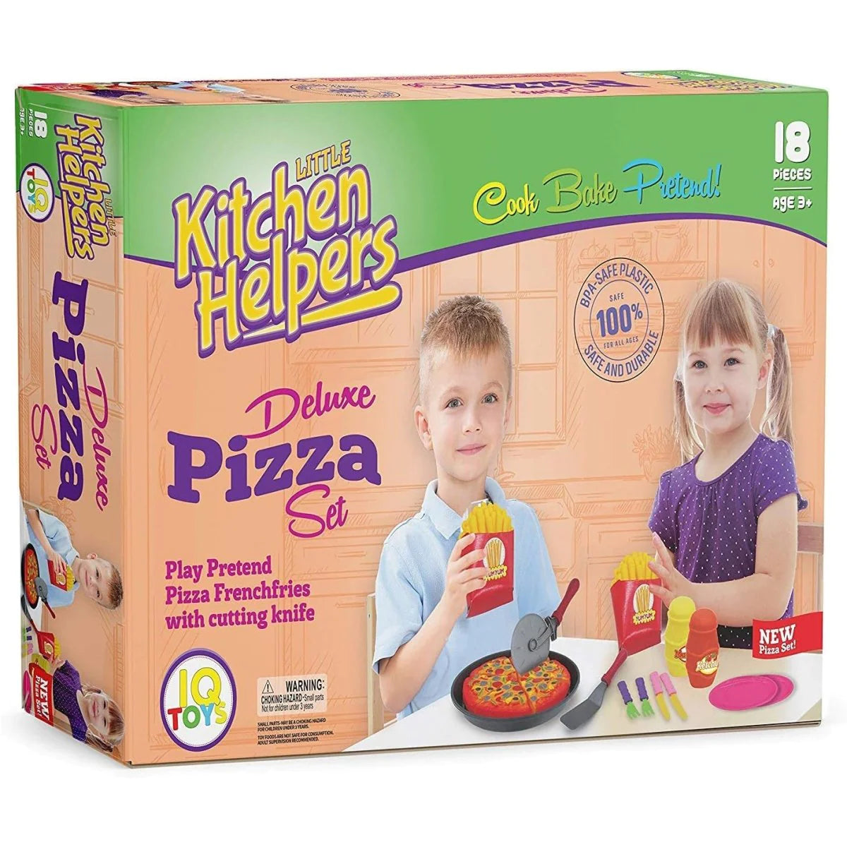 IQ Toys Pizza Party Play Set - 19-Piece Pretend Pizza Party Cutting and Serving Playset