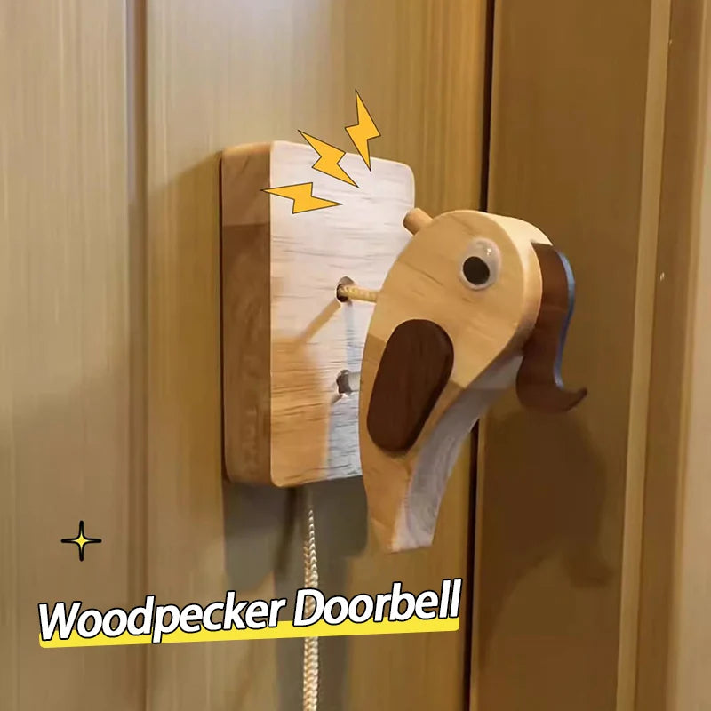 Wooden Woodpecker Doorbell Entrance Wireless Door Bell Creative Woodpecker Shaped Doorbell Door Bell Decor Home Decoration