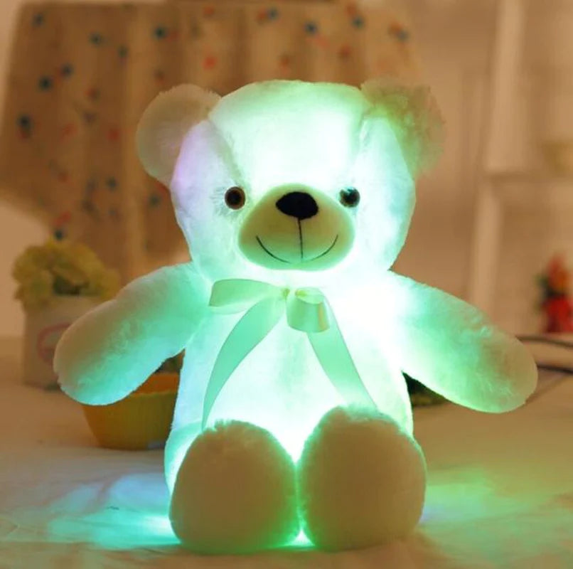 Plush Toys Colorful Glowing Teddy Bear Luminous Light up Led Stuffed Doll Kids Christmas Gift for Children'S Girls Boys Reborn