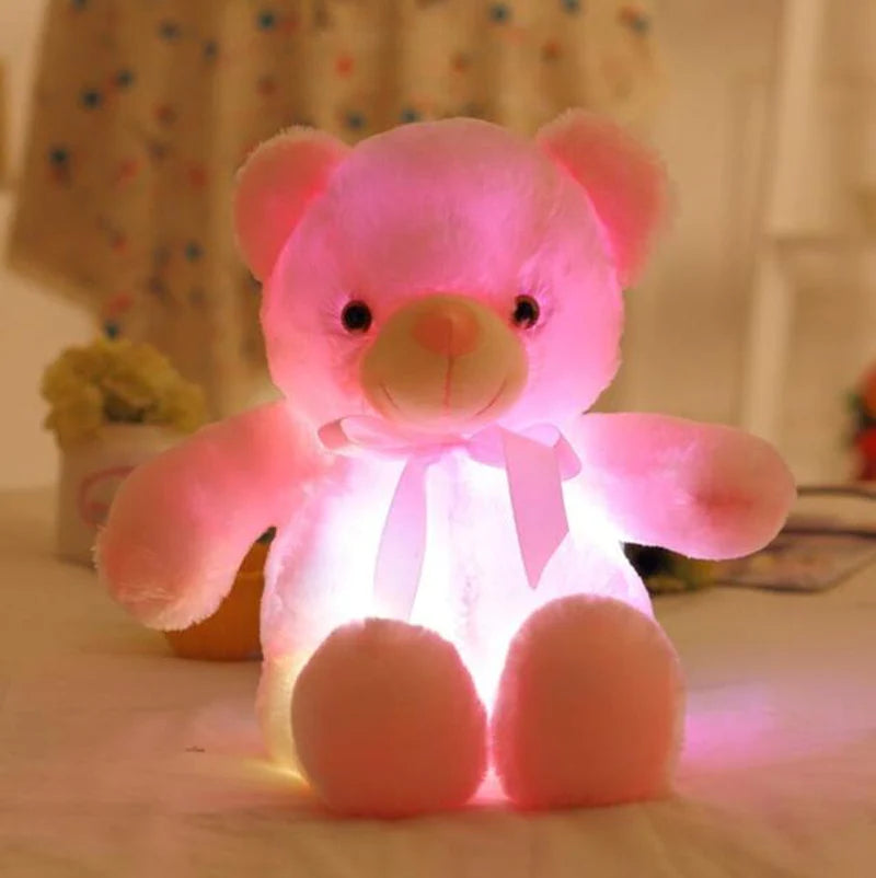 Plush Toys Colorful Glowing Teddy Bear Luminous Light up Led Stuffed Doll Kids Christmas Gift for Children'S Girls Boys Reborn