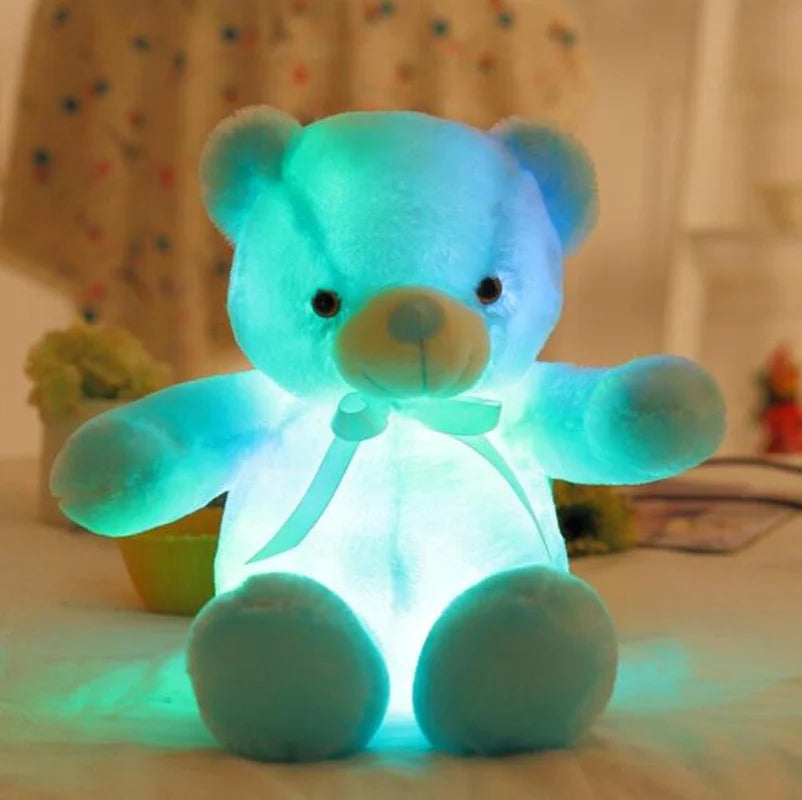 Plush Toys Colorful Glowing Teddy Bear Luminous Light up Led Stuffed Doll Kids Christmas Gift for Children'S Girls Boys Reborn