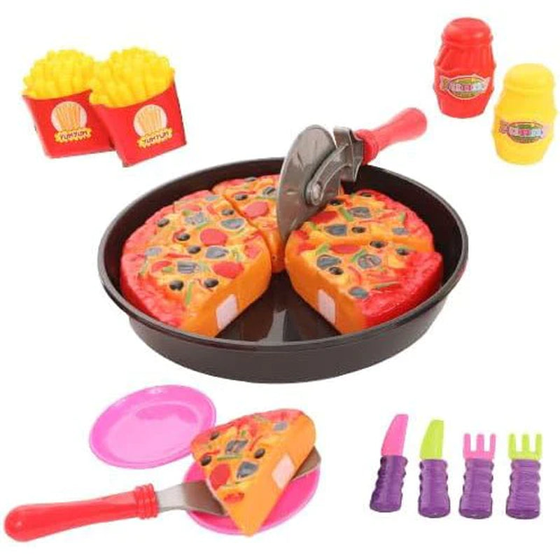 IQ Toys Pizza Party Play Set - 19-Piece Pretend Pizza Party Cutting and Serving Playset