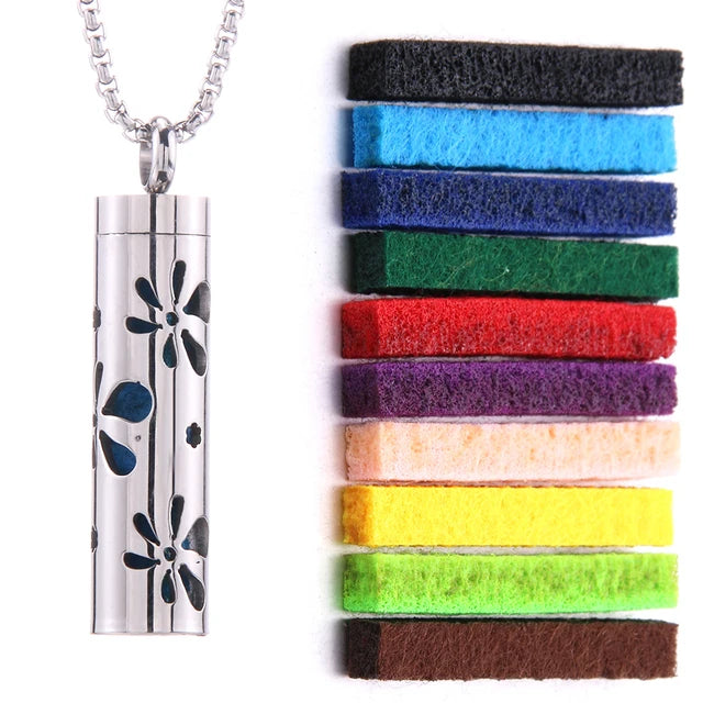 Aromatherapy Essential Oil Diffuser Stainless Steel Open Locket Perfume Necklace