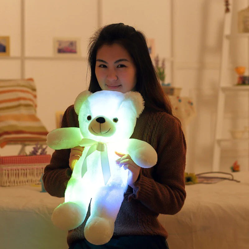 Plush Toys Colorful Glowing Teddy Bear Luminous Light up Led Stuffed Doll Kids Christmas Gift for Children'S Girls Boys Reborn