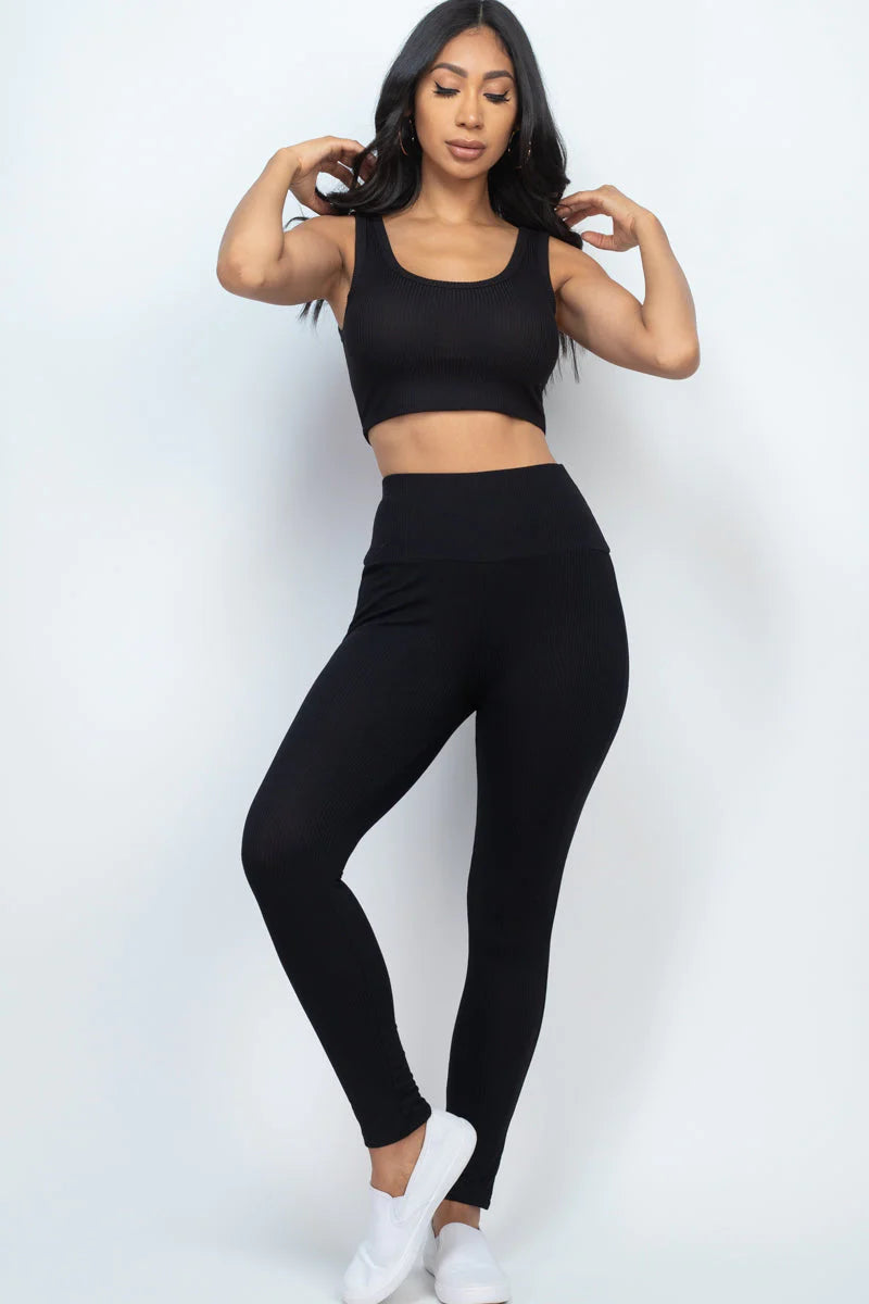 Ribbed Crop Top & Leggings Set (CAPELLA)