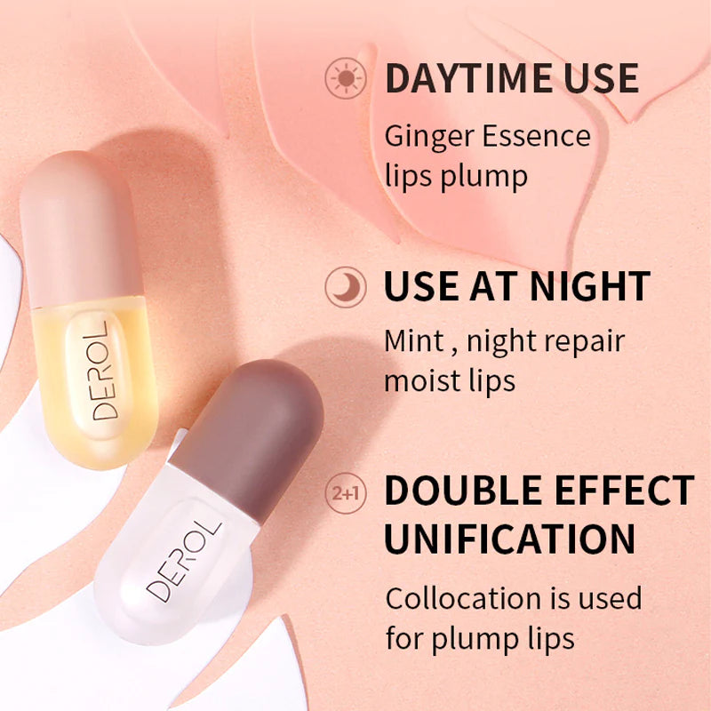 Day Night Instant Volume Lips Plumper Oil Moisturizing Repairing Reduce Lip Fine Line Serum Cosmetic Sexy Lip Gloss Makeup