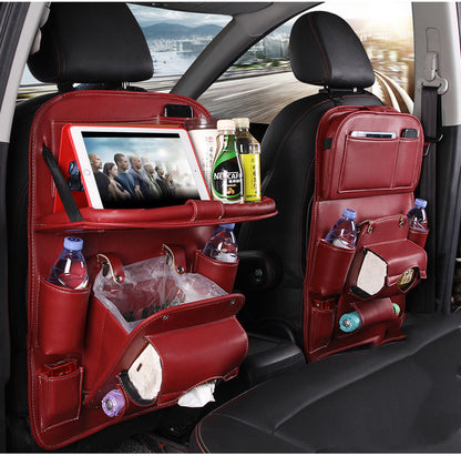 Car Seat Back Organizer: Waterproof PU Leather Storage Bag