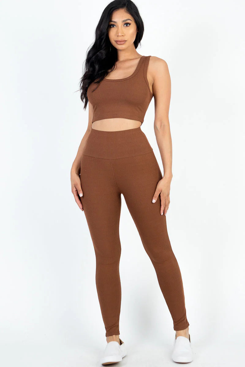 Ribbed Crop Top & Leggings Set (CAPELLA)