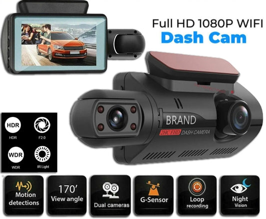 1080P Dual Lens Car DVR Dash Cam Video Recorder G-Sensor Front and inside Camera