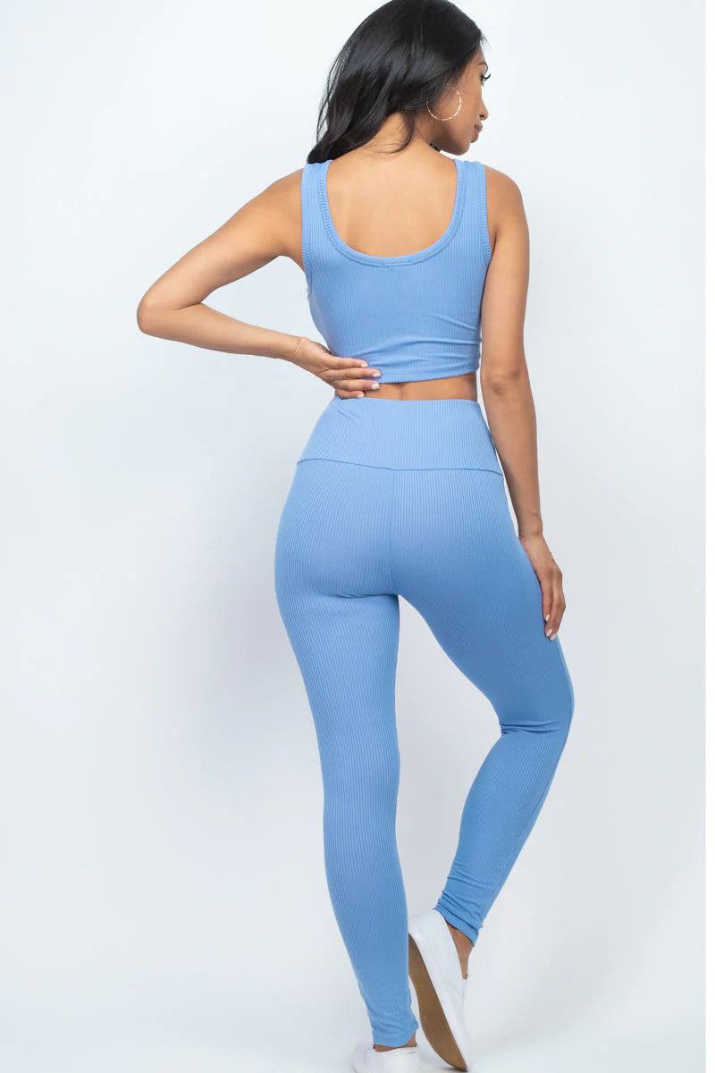 Ribbed Crop Top & Leggings Set (CAPELLA)