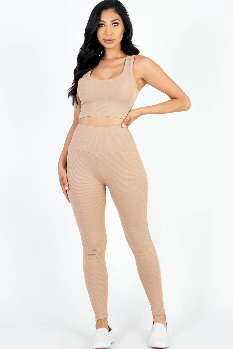 Ribbed Crop Top & Leggings Set (CAPELLA)