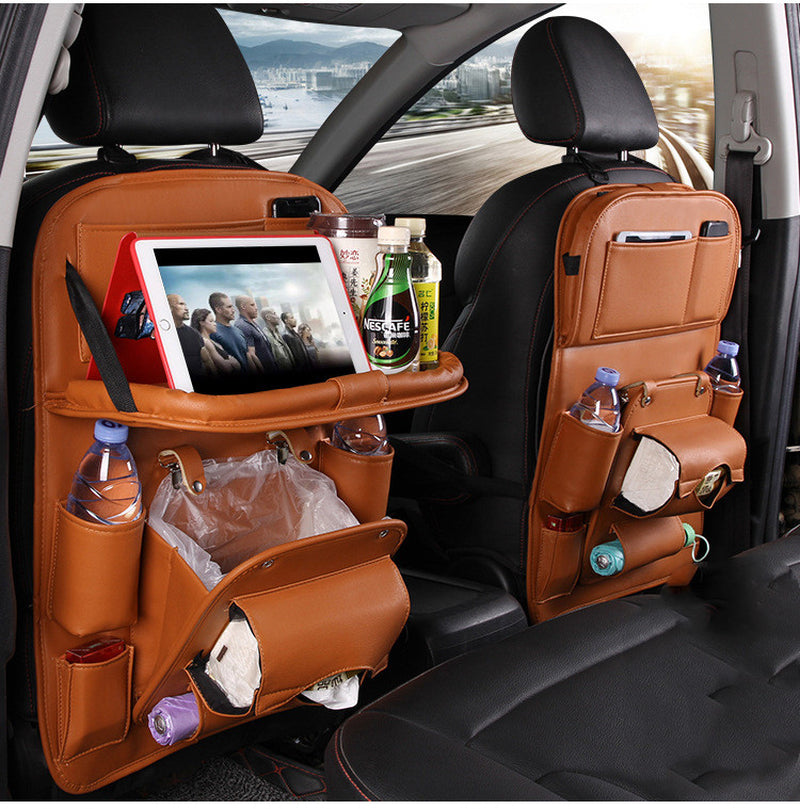 Car Seat Back Organizer: Waterproof PU Leather Storage Bag