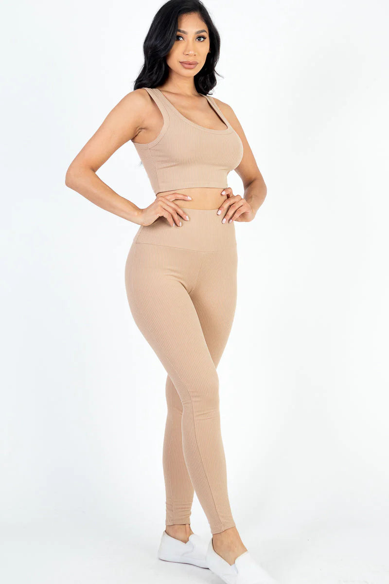 Ribbed Crop Top & Leggings Set (CAPELLA)